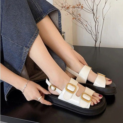 ZaylaGlow – Gold Buckle Platform Sandals ZaylaGlow – Gold Buckle Platform Sandals Shoes Field 