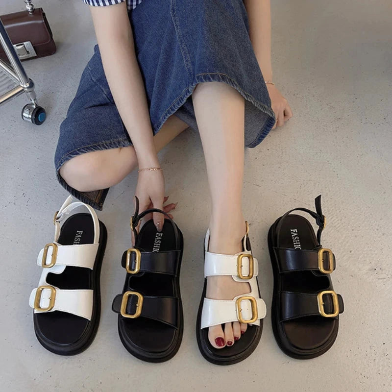 ZaylaGlow – Gold Buckle Platform Sandals ZaylaGlow – Gold Buckle Platform Sandals Shoes Field 