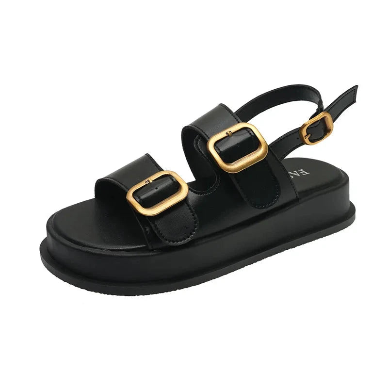 ZaylaGlow – Gold Buckle Platform Sandals ZaylaGlow – Gold Buckle Platform Sandals Shoes Field 